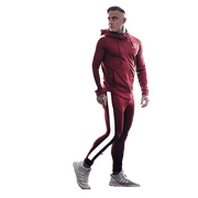 Men's Two Piece Tracksuit Set | Red Stripline Design