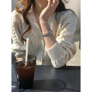 2021 return Han Dongmen autumn and winter new BAS STANDA D woolen knit cardigan V-colored clothing women