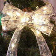 Silk Ribbon LED Copper Wire String Lights with Bow and Butterfly Decorations for Christmas Tree and Props