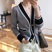 Deeri autumn women's 2021 new colored small fragrant wind knit cardigan female lazy V-top sweater jacket SS19