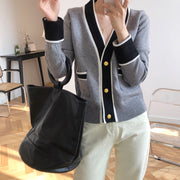 Deeri autumn women's 2021 new colored small fragrant wind knit cardigan female lazy V-top sweater jacket SS19