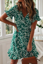 Chiffon A-line Short Sleeve Dress