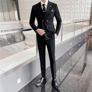 Groom suits Men's 2021 wedding dress Korean version of the slim striped suit male set four seasons dress