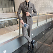 Groom suits Men's 2021 wedding dress Korean version of the slim striped suit male set four seasons dress