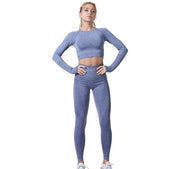 Women Vital Seamless Yoga Set Gym Clothing Fitness Leggings+Cropped