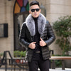 2020 winter new Haining leather down jacket men and silver fox hair collar Korean version of the long section of the slid jacket coat