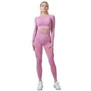 Women Vital Seamless Yoga Set Gym Clothing Fitness Leggings+Cropped