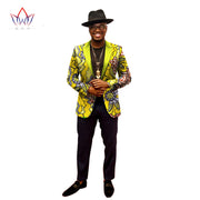 1 piece custom African men's suit top African cotton batik printing fabric casual print
