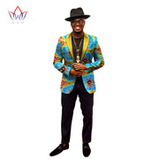 1 piece custom African men's suit top African cotton batik printing fabric casual print