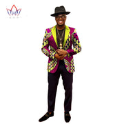 1 piece custom African men's suit top African cotton batik printing fabric casual print
