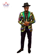1 piece custom African men's suit top African cotton batik printing fabric casual print