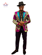1 piece custom African men's suit top African cotton batik printing fabric casual print