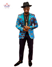 1 piece custom African men's suit top African cotton batik printing fabric casual print