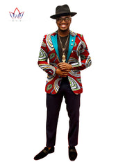 1 piece custom African men's suit top African cotton batik printing fabric casual print