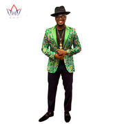 1 piece custom African men's suit top African cotton batik printing fabric casual print