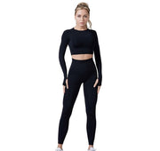 Women Vital Seamless Yoga Set Gym Clothing Fitness Leggings+Cropped