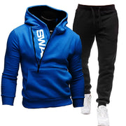 Men Casual Tracksuit Sweatshirt+Sweatpant 2 Pieces Set Men's Sportswear Outfit Autumn Winter Hooded Male Pullover Hhoodies Suit