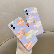 Cute Moon Stars Cloud Patterns Phone Case For iPhone 13 12 mini 11 Pro Max 7 8 Plus X XR XS Max SE 2020 Shell Luxury Laser Cover