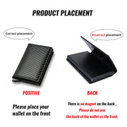 DIENQI Carbon Fiber Card Holder Wallets Men Brand Rfid Black Magic Trifold Leather Slim Mini Wallet Small Money Bag Male Purses