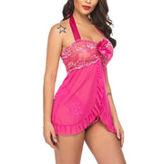 Sexy Women Nightie Lingerie Flower Night Dress Lace Nightgown V-Neck Peignoir Sleepwear Sexy Nightwear Strap Chemise Night Shirt