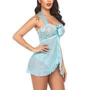 Sexy Women Nightie Lingerie Flower Night Dress Lace Nightgown V-Neck Peignoir Sleepwear Sexy Nightwear Strap Chemise Night Shirt