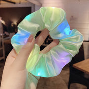 Kids Baby Girls LED Luminous Scrunchies Hairband Ponytail Holder Glow Headwear Elastic Hair Bands Solid Color Hair Accessories