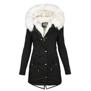 Neue Winter Damen Jacke mittellang verdicken Plus Size 5XL Outwear Kapuze Wattemantel schlanke Parka Baumwolle gepolsterte Jacke Mantel