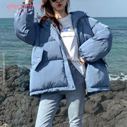 Aelegantmis Women Thicken Warm Parka Coat Loose Oversized Women's Winter Bread Coat Hooded Outwear Padded Woman Parkas Jackets