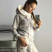 Autumn Winter 2 Piece Set Tracksuit Women Sportwear Fleece Hoodies Pullover Sweatshirts Baggy Trousers Jogger Pants Warm Outfits