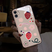 Ins Cute Cherry Strawberry Shining Phone Coque For iPhone 7 XS MAX 11 Pro 12 X XR SE2020 8 Plus Hard Protective Fundas Gift