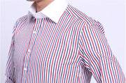 Quality Men Casual Slim Fit Shirt Mens Long Sleeve Business Dress Shirts French Cufflinks Shirt Male Striped Shirt