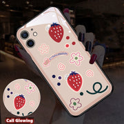Ins Cute Cherry Strawberry Shining Phone Coque For iPhone 7 XS MAX 11 Pro 12 X XR SE2020 8 Plus Hard Protective Fundas Gift