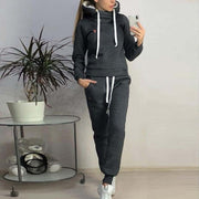 Autumn Winter 2 Piece Set Tracksuit Women Sportwear Fleece Hoodies Pullover Sweatshirts Baggy Trousers Jogger Pants Warm Outfits