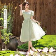 Bridesmaid dress wedding dress fairy thin long section 2022 new summer girlfriends sister group host dress skirt usually