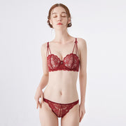 DBF2021 new lace gathered to make a whole bra European cotton half cup method underwear set ladies
