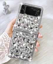 Samsung ZFlip3 full drill mobile phone shell female folding screen ZFlip4 pumpkin car perfume bottle silicone soft cover for