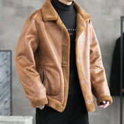 Autumn and winter men's granular velvet jacket Korean version of the trend new Slim collar jacket warm casual fleece jacket