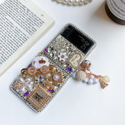 Samsung ZFlip3 full drill mobile phone shell female folding screen ZFlip4 pumpkin car perfume bottle silicone soft cover for