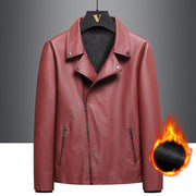 2021 plus velvet thick PU leather jacket male autumn and winter repair Korean version of black handsome locomotive lapel short coat