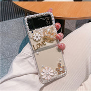 Samsung ZFlip3 full drill mobile phone shell female folding screen ZFlip4 pumpkin car perfume bottle silicone soft cover for