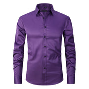 Four-sided stretch shirt men's long-sleeved Amazon hot sale seamless non-ironing business casual white shirt cross