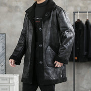 Autumn and winter men's granular velvet jacket Korean version of the trend new Slim collar jacket warm casual fleece jacket