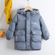 Rui Yu autumn and winter new children's down jacket long space print plus thick boy down jacket entity wholesale supply