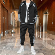 Men's hooded jacket set 2021 spring new bunch of trousers standing long-sleeved sports casual two-piece