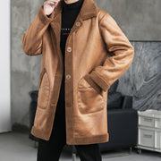 Autumn and winter men's granular velvet jacket Korean version of the trend new Slim collar jacket warm casual fleece jacket