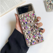 Samsung ZFlip3 full drill mobile phone shell female folding screen ZFlip4 pumpkin car perfume bottle silicone soft cover for