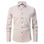 Four-sided stretch shirt men's long-sleeved Amazon hot sale seamless non-ironing business casual white shirt cross