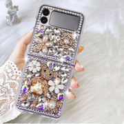 Samsung ZFlip3 full drill mobile phone shell female folding screen ZFlip4 pumpkin car perfume bottle silicone soft cover for