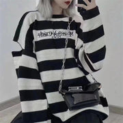 2021 autumn new Japanese tidal cards M home casual buckle striped loose knit long sleeve sweater men and women