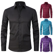 Four-sided stretch shirt men's long-sleeved Amazon hot sale seamless non-ironing business casual white shirt cross